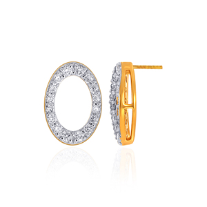 Pendientes de Diamantes Ovalados Abiertos para Mujer, Chapados en Oro de 18K, Diamantes Naturales Color G, Joyería Clásica para Uso Diario - Product Image 3