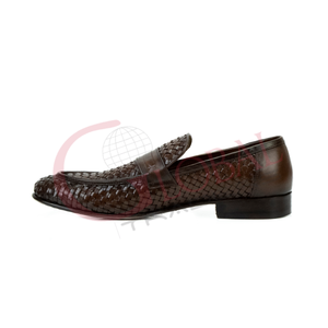 Mocasines de cuero tejido para hombre, zapatos de vestir sin cordones, calzado formal de lujo hecho a mano, transpirable, de diseñador, a la moda. - Product Image 4
