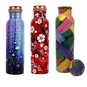 Mini botella de cobre esmaltada para uso doméstico y de oficina, atractiva botella de agua de cobre con adhesivo esmaltado impreso. - Product Image 2