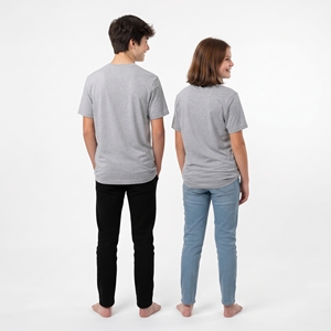 เสื้อยืดคอกลมแขนสั้นสีเทาสำหรับทุกเพศ ทรงปกติ ผ้าฝ้าย 100% ระบายอากาศได้ดี สำหรับวัยรุ่น ใส่ได้ทุกฤดู เสื้อลำลอง - Product Image 6