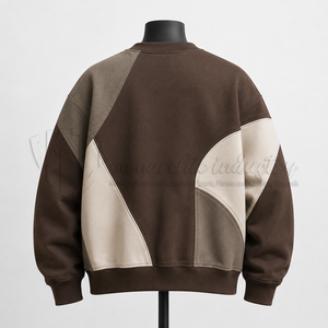 Sweat-shirt à col rond surdimensionné pour homme, patchwork, manches raglan, pull décontracté, automne, coton et polyester mélangés - Product Image 2