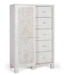 Nuevo estilo francés blanco Vintage madera maciza tallada armario estilo Sudeste asiático Begonia flor hecho a medida - Product Image 1