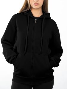 Womens Cotton Zipped Hoodie <b>Top</b> with <b>Long</b> <b>Sleeves</b> Soft Casual Construction Comfortable Stylish Fashion - Product Image 1