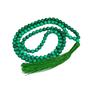 Alta calidad malaquita Mala 108 cuentas piedras preciosas oración cuentas Jap Mala Yoga meditación collar curación espiritual cristal proveedor - Product Image 6