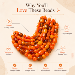 Decorative Orange Plain Glass Loose Beads Mixed Shape and Size Strand for DIY Bracelet Necklace Anklet Earrings and Art <b>Craft</b> - Product Image 2