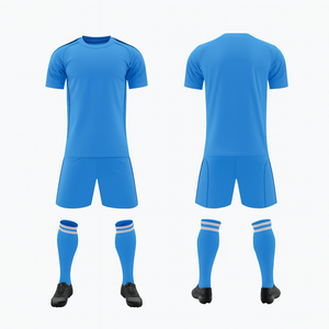 Men's Blue <b>Soccer</b> Jersey Set Short Sleeve Crew Neck Moisture Wicking Polyester Uniform All Seasons Adult Sportwear - Product Image 1