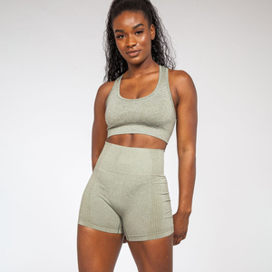 New <b>Sexy</b> Solid Pattern Casual Women's Fitness Sportswear Polyester/Cotton Summer Quick Dry Gym Yoga Wear 2-Piece <b>Set</b> Comfortable - Product Image 2