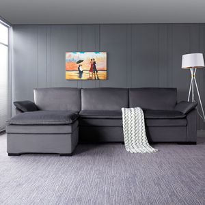 Divano Componibile Grigio Scuro 117.7 con Pouf per Soggiorno - Product Image 1