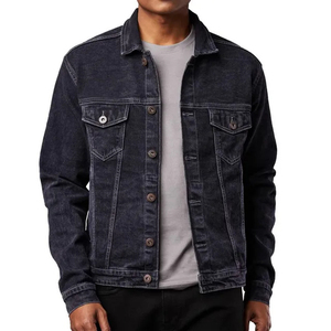 2024 OEM Custom Wholesale <b>Men's</b> Cotton <b>Long</b> Sleeve Black Plain Jeans <b>Jackets</b> New Design Winter Motorcycle Denim <b>Jacket</b> - Product Image 5