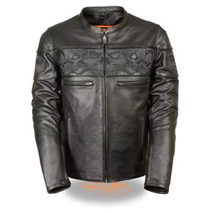 Nouvelle Veste Moto Unisexe Hiver Décontractée en Cuir Véritable et Toile, Matelassée avec Logo Frontal, Collection 2026 - Product Image 1