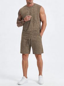 Conjunto de Lujo para Hombre: Camiseta sin Mangas con Capucha y Pantalones Jogger, Lavado Ácido, Transpirable, Oversize, Personalizado, Liso, Estilo Casual de Verano - Product Image 2