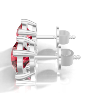 Boucles d'oreilles clous en rubis de laboratoire Heerani Jewels, plaqué argent sterling 925, sertissage griffe classique, pour femme, mariage, anniversaire, fête - Product Image 2