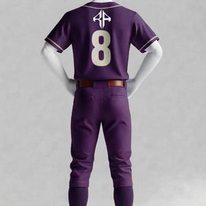 Ensemble uniforme de baseball à manches courtes avec impression sublimée violette, 100% polyester de haute qualité, pour hommes, par RIVIAN ATLANTIC - Product Image 3