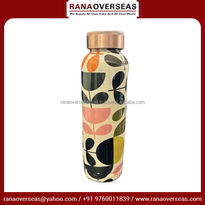 Bouteille d'eau en cuivre pur de luxe et de haute qualité Navire en cuivre imprimé floral pour boire Augmentez votre consommation d'eau - Product Image 6