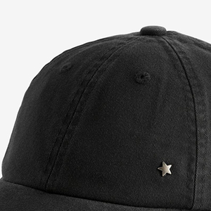 <b>Black</b> 6-Panel <b>Baseball</b> <b>Cap</b> Adjustable Back Closure Unisex Casual Solid Color Twill Fabric Adult Hat - Product Image 3