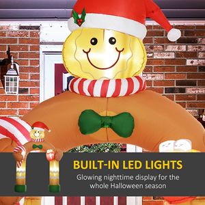 Arco Gonfiabile Natalizio a Forma di Omino di Pan di Zenzero da 2,7 m con Luci LED Bianche, Decorazioni Gonfiabili per Feste Esterne e Giardino - Product Image 4