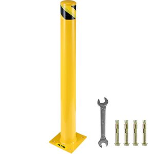 Poteau de sécurité en acier thermolaqué jaune 48''x4,5'', barrière de circulation Ø4,5'' DE, 4 barrières de sécurité offertes - Product Image 1