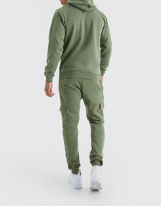 Conjunto de Sudadera con Capucha y Pantalones Deportivos para Hombre, Diseño Color Block, Negro Crema, Manga Larga, Corte Regular, 100% Algodón, para Otoño - Product Image 6