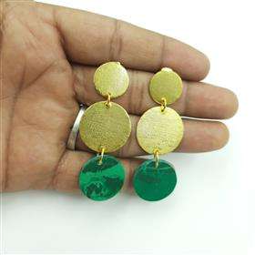 Pendientes colgantes geométricos de malaquita redonda, pendientes de malaquita al por mayor, pendientes de gemas redondas - Product Image 6