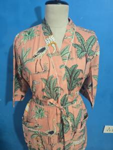 Vêtements de nuit pour femmes, tenue de plage et de détente, kimono en coton fait main, robe kimono en coton indien, peignoir léger - Product Image 3