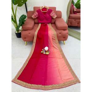 Hermosa fiesta de noche Sari con hilo y secuencia de encaje de trabajo - Product Image 4