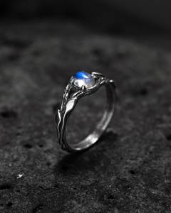 Bague en argent sterling Tiu avec pierre de lune arc-en-ciel certifiée IGI, haute qualité, inspirée de la nature, pierre de naissance, bague de fiançailles - Product Image 5