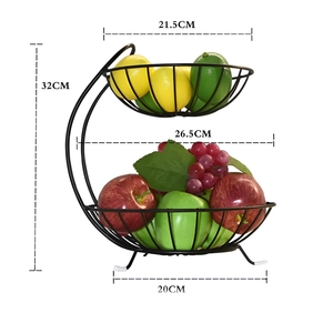 Cesta de Frutas de Dos Niveles, Soporte de Metal Negro para Encimera, Organizador de Almacenamiento de Productos, Estante para Frutas y Verduras de Cocina - Product Image 3