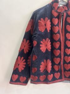 Embroidered Handmade Suzani <b>Velvet</b> Jacket For Women Gift For Her - Product Image 2