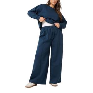 Conjunto Deportivo de Mujer, Pantalones Anchos de Cintura Elástica y Sudadera de Felpa de Algodón, Proveedor OEM al por Mayor - Product Image 2