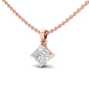 Colgante Solitario con Diamante Cultivado en Laboratorio con Corte Princesa, Estilo Étnico, Chapado en Oro de 10K, Regalo de Joyería para Mujer, Ocasiones Especiales - Product Image 3