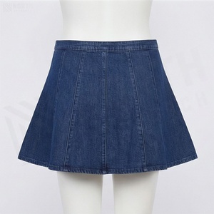 Jupe courte en jean plissée pour femme, couleur unie, taille naturelle, style japonais, satin, toutes saisons - Product Image 2