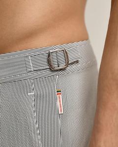 Shorts de bain ajustés en seersucker pour hommes, shorts de plage décontractés unis avec poches - Product Image 3