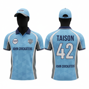 Mens <b>Cricket</b> Jersey Premium 160GSM Polyester Interlock Fabric Red Black <b>White</b> Shoulder Panels Custom Sublimation Logo Team Print - Product Image 2