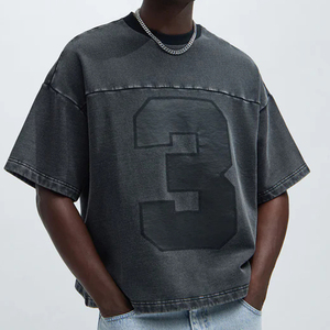 Custom Graphic Print Blank Men's T Shirts 270Gsm Adult Oversized Cropped Boxy T Shirt Men Vintage Acid Washed <b>Tshirts</b> - Product Image 1