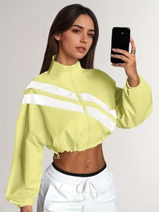 Female Lightweight Workout Coordinates | <b>Cropped</b> <b>Zip</b> <b>Up</b> Utility Windcheater Jacket & Shaping Sportswear Leggings Kit - Product Image 6