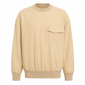 Sweat-shirt à col rond surdimensionné pour homme, couleur unie, avec poche, pull décontracté en tricot, vêtement d'automne - Product Image 4