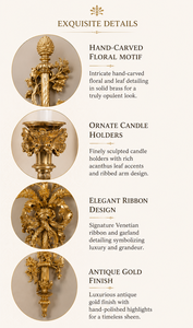 Majestic Venetian Luxury <b>Wall</b> <b>Sconce</b> Baroque Decorative <b>Wall</b> <b>Light</b> with Ornate Mirror Detailing, Decorative Brass Structure - Product Image 2