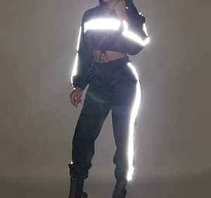 2026 Custom Made Unisex Crop Hooded Windbreaker Tracksuit Long Sleeve Windbreaker <b>Reflective</b> Nylon Printed Plus Size For Women - Product Image 2