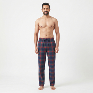 Pantalon ample en flanelle pour homme, 100 % coton, coupe ample, taille à cordon, à carreaux, pour l'hiver, vêtement d'intérieur, pantalon de pyjama pour homme - Product Image 6