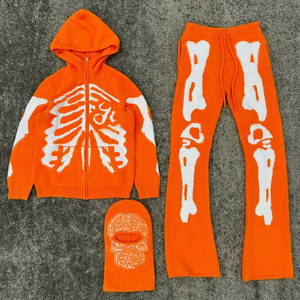 Ensemble de survêtement hiver épais personnalisé pour homme 100 % coton - Sweat à capuche zippé en tricot brossé doux et pantalon respirant écologique - Product Image 3