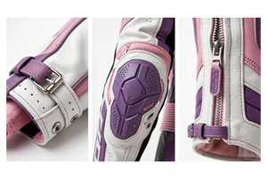 <b>Men's</b> Full Sleeve White Pink <b>Purple</b> Color Blocked PU Motorcycle Racing <b>Suit</b> Windproof All Seasons Wear - Product Image 5