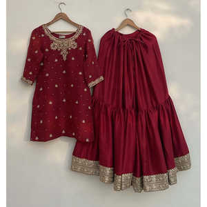 Robes de soirée, magnifique tenue de soirée, haut avec sarara et dupatta, travail de moti - Product Image 3