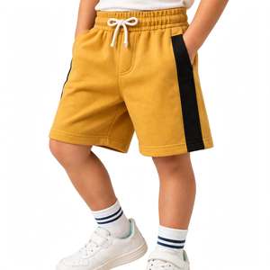 Shorts Bermuda Garçon Bleu Marine à Rayures Latérales Blanches, Taille Élastiquée avec Cordon, en Coton Tricoté, Style Décontracté, pour l'Exportation - Product Image 4