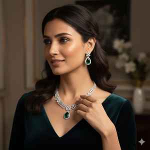 Elegante conjunto de collar de latón para mujer con diseño elegante, joyería ligera y brillo duradero para fiestas y uso casual, procedente de la India. - Product Image 5