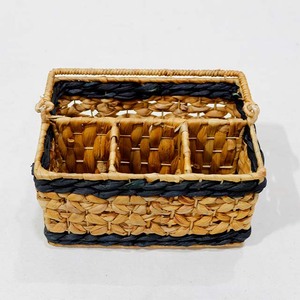 Eco-Friendly Durable Woven Water Hyacinth 4-Cell <b>Rectangular</b> Wine Carrier & Multi-Purpose <b>Storage</b> <b>Basket</b>-Home Organizers Gift - Product Image 6