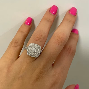 Lab Grown Diamond Engagement <b>Ring</b>: 0.30 Carat Round Cut 0.70 carat triple halo side stones 93 stones 1.2 mm - Product Image 1