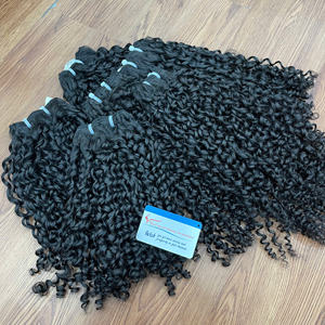 Producto superior, precio al por mayor, listo para enviar, extensión de cabello rizado crudo, máquina de color negro natural, extensión de cabello vietnamita de trama - Product Image 5