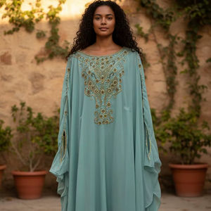 ชุดเดรสยาว 2 ชิ้น แบรนด์ AWAIS HOUSE สำหรับผู้หญิงมุสลิม ดีไซน์เรียบหรู ผ้ากำมะหยี่ประดับลูกปัด ทรงเอไลน์ เหมาะสำหรับงานกลางคืน/งานทางการ ขายส่ง - Product Image 1