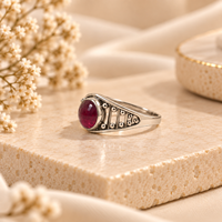 Cincin Batu Perak Murni S925 Mode Baru untuk Wanita Cincin Garnet Murni Cincin Perak 925 Perhiasan Berkualitas Unggul