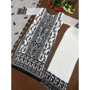 Ensemble de vêtements de fête pour femmes de créateur haut bas Dupatta avec travaux cousus pour les occasions spéciales - Product Image 4